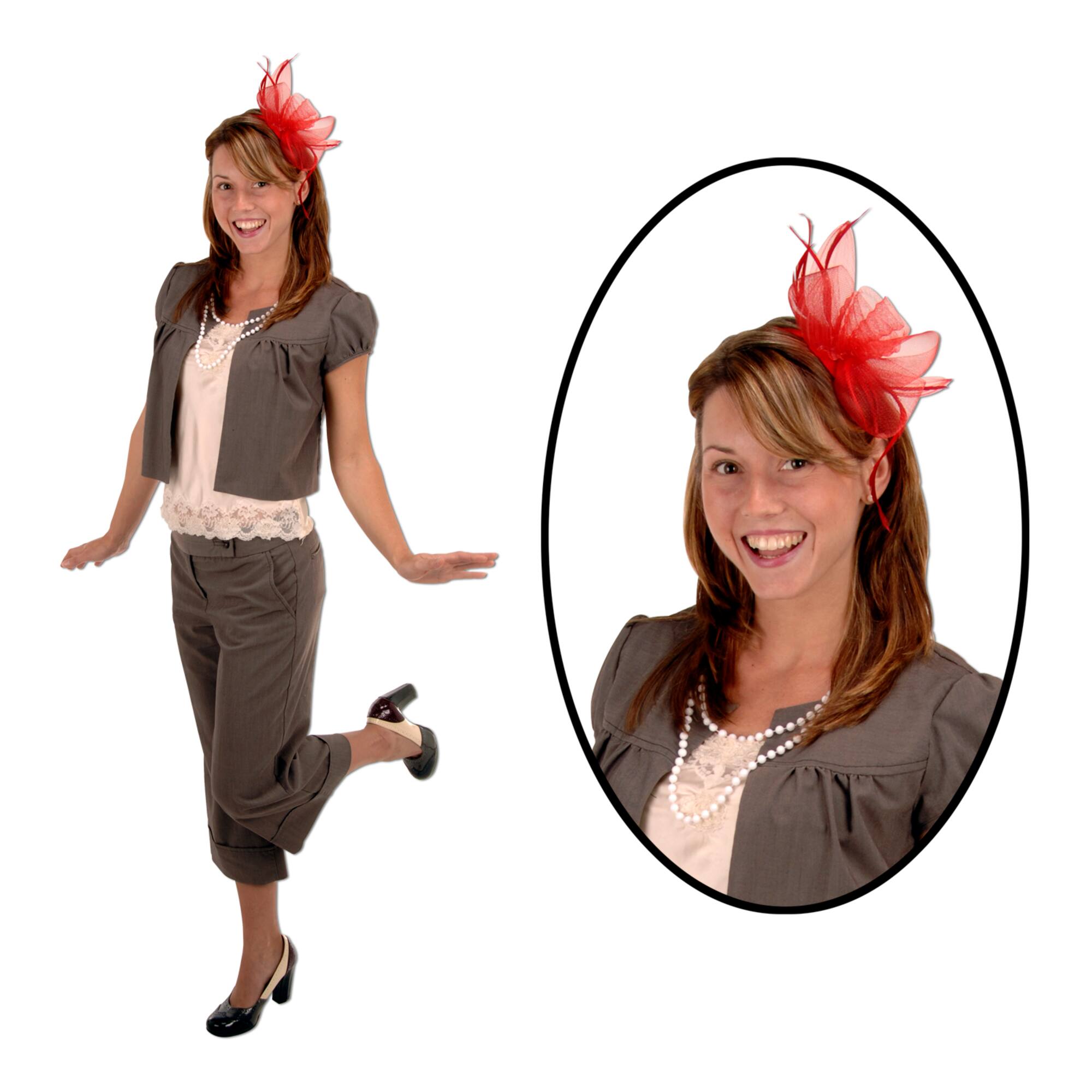 Beistle Red Fancy Flower Headband